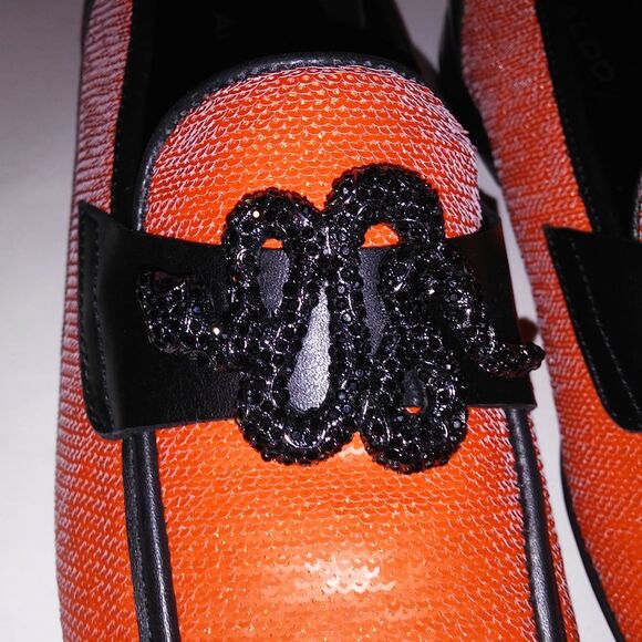 Aldo Mens Dress Shoes Loafers Orange Black Snake Sequin Mossimo Slip On Flex Sol - Picture 2 of 16